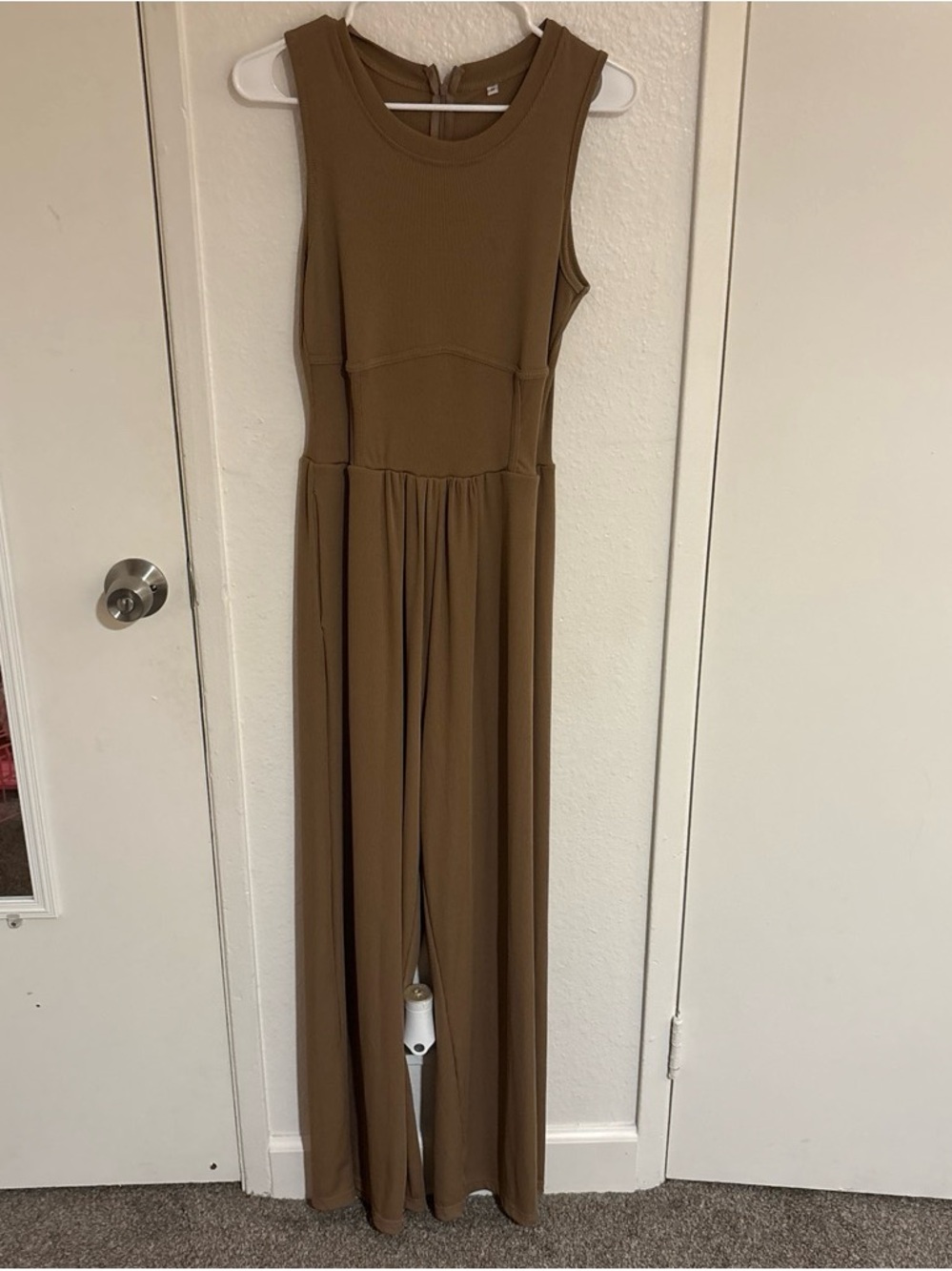 Sleeveless Wide-Leg Brown Jumpsuit